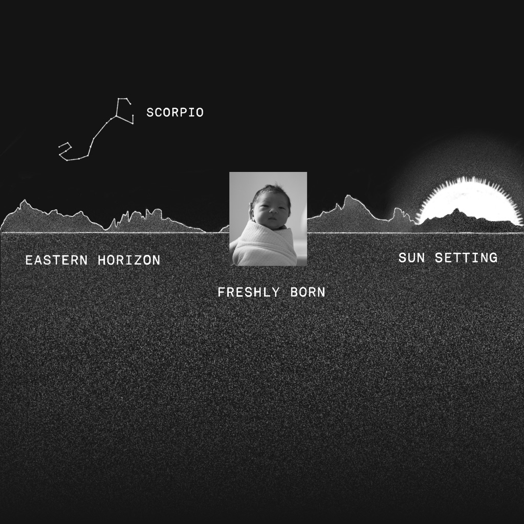 horizon with baby and scorpio constellation